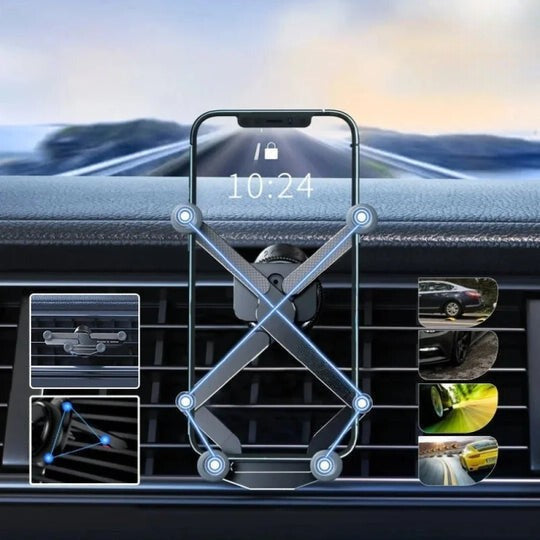 Car Phone Support Air Vent – 360° Rotation & Automatic Lock