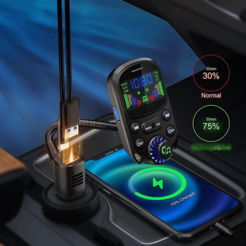 FM Multifunksjons Sender For Bil — Musikk & Stemmeassistent