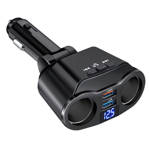 Adapter til cigartænder i bilen - dobbelt USB-port og digitalt display