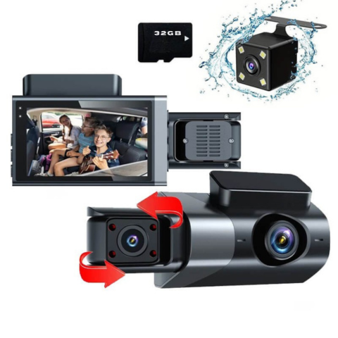 Telecamera da auto - Obiettivo doppio con telecamera posteriore integrata 