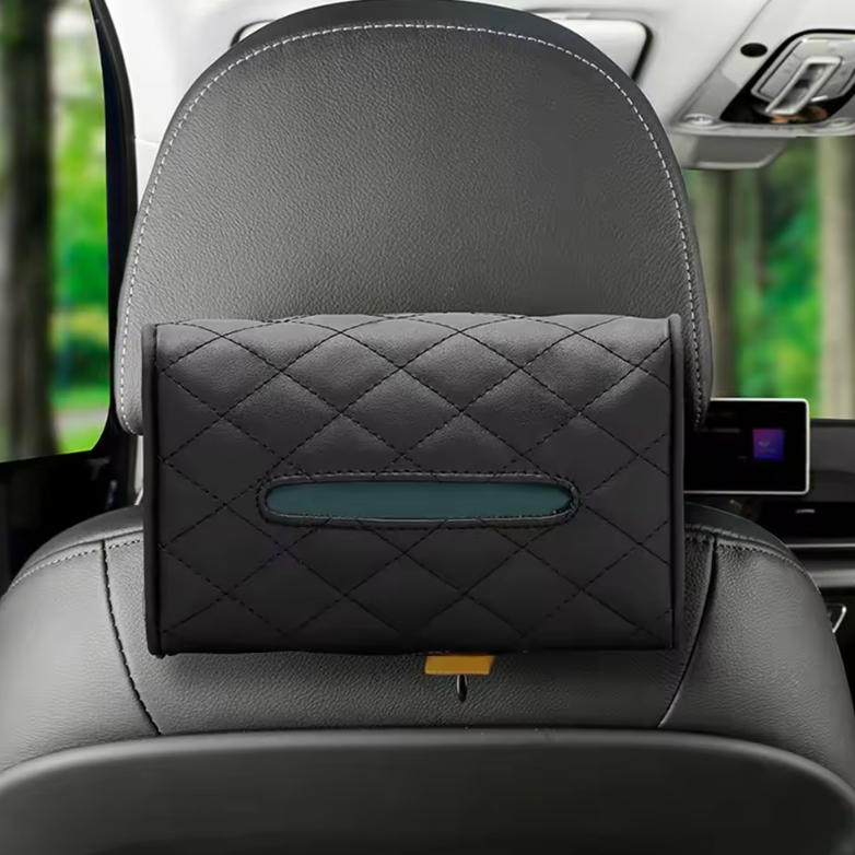 Boîte À Mouchoirs Auto z PU kůže – Upevnění sluneční clony nebo opěrky hlavy 