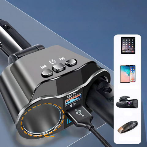 Adapter til cigartænder i bilen - dobbelt USB-port og digitalt display