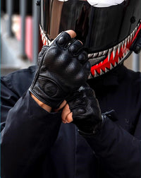 PU Leather Half-Finger Motorcycle Gloves – Retro Biker Style & Breathable Summer