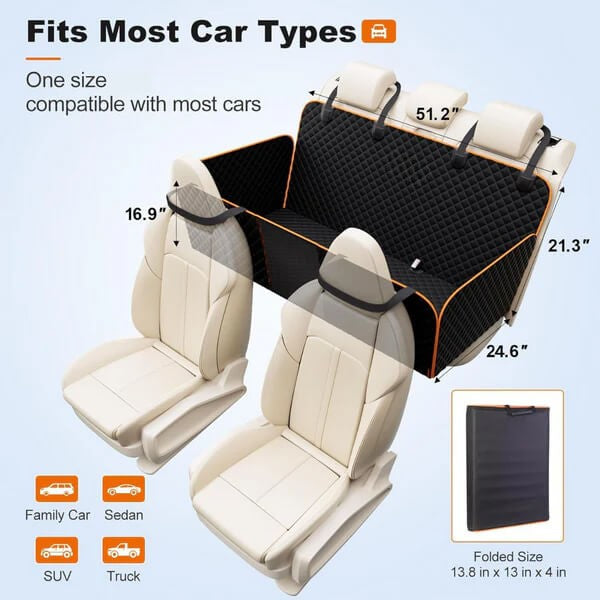 Dog Car Seat Cover – Waterproof & Non-Slip With Safety Harness 