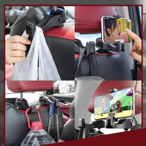 Soporte de teléfono y bolsa para reposacabezas – 2-en-1 práctico 